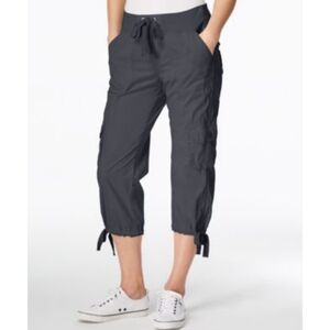 🤍 Calvin Klein Performance Poplin Capri Cargo Pants Women’s XS 100% Cotton